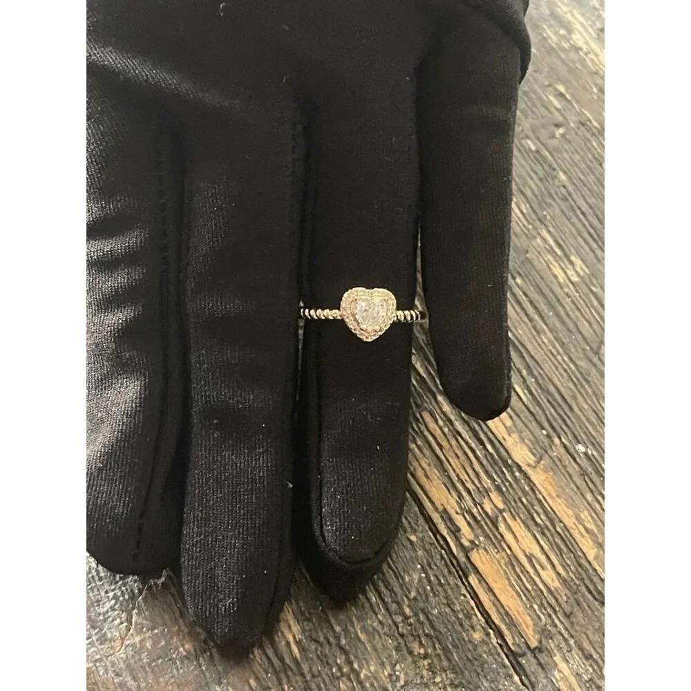 Lovely Beautiful White CZ Heart Ring High Quality Laminated Gold (Gold Plated)